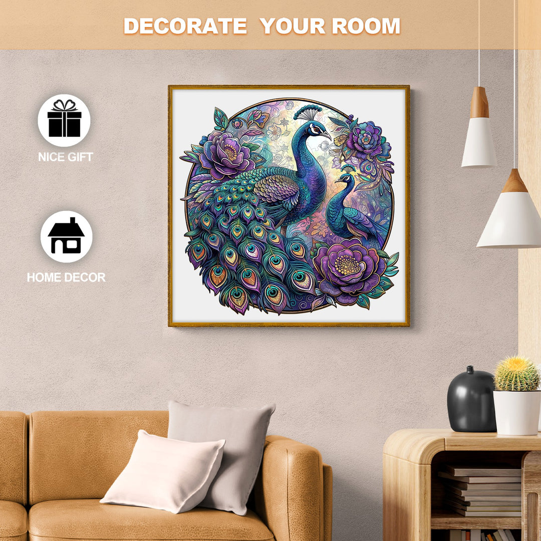 Parent Child Peacock Wooden Jigsaw Puzzle