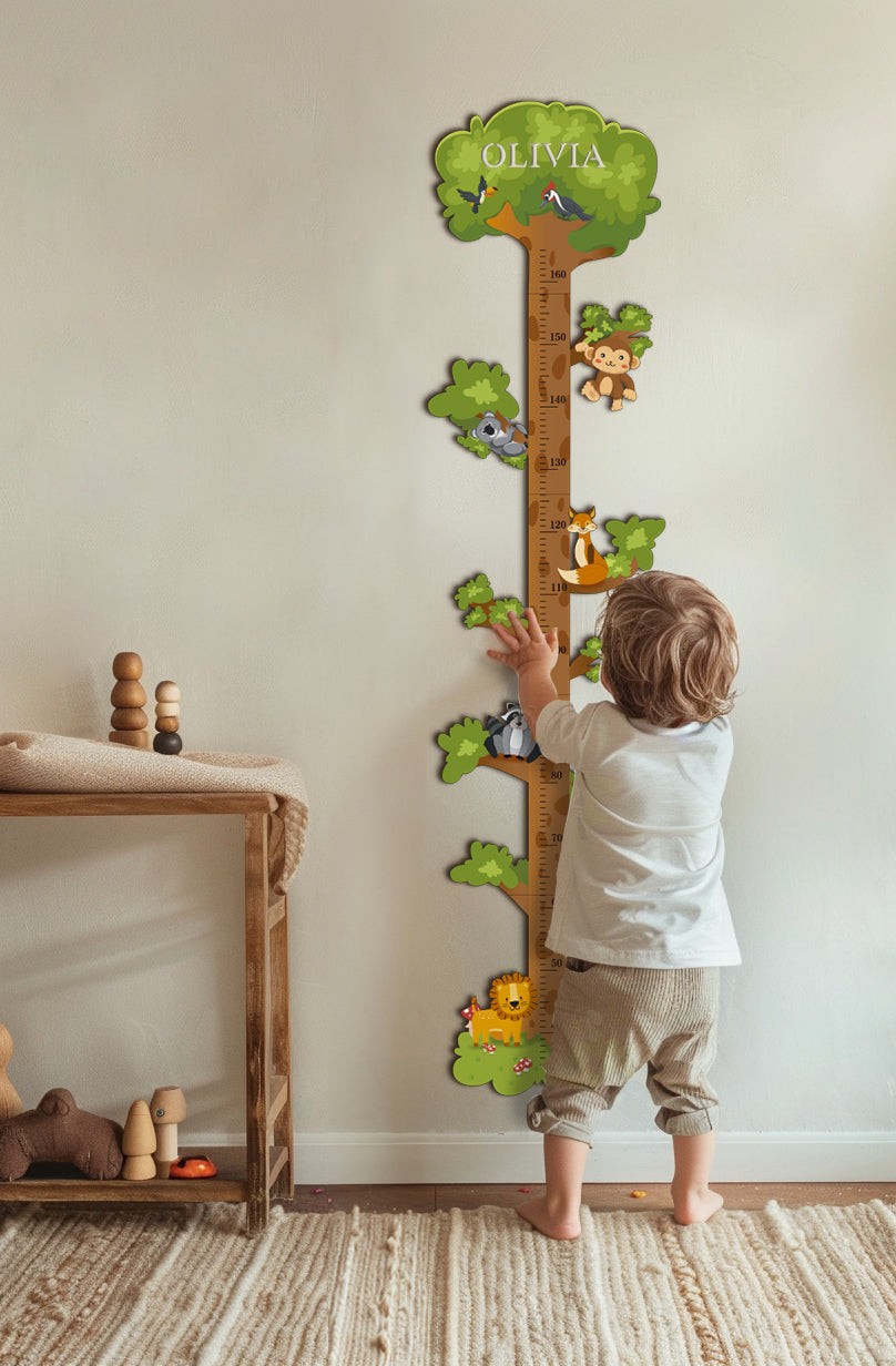 Personalized Wooden Forest Animal Growth Chart Ruler – Woodbests