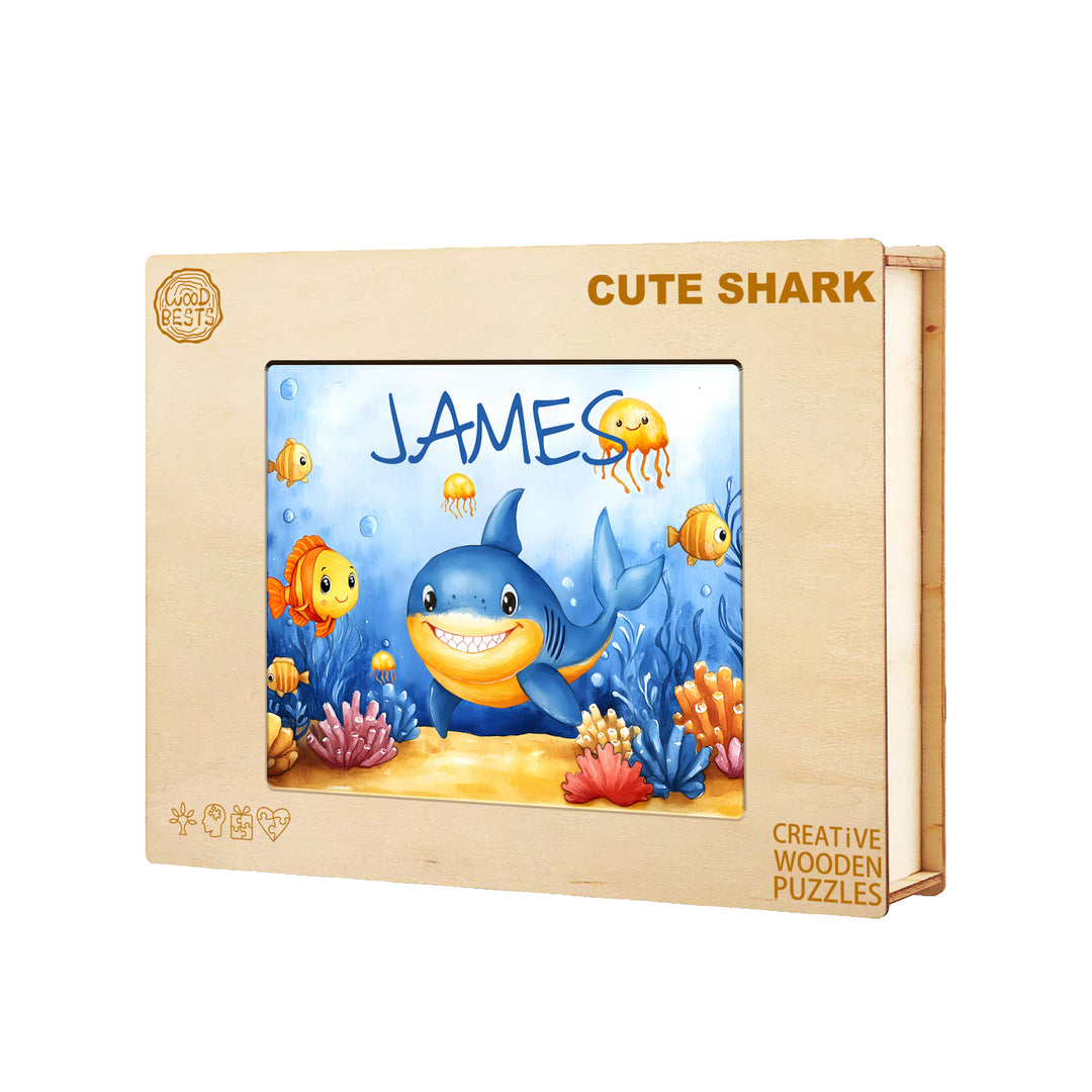 Ocean Friends - Children's Custom Name Wooden Jigsaw Puzzle - By Woodbests