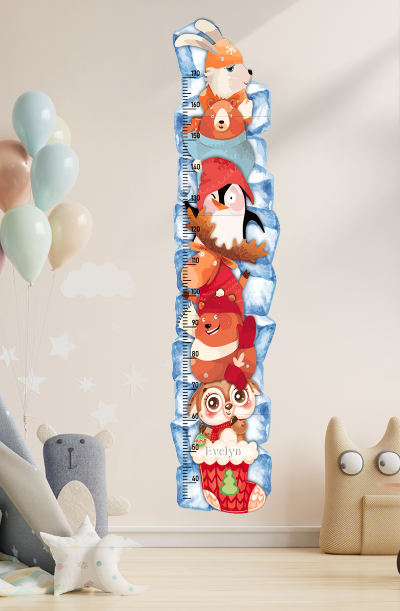 Personalized Wooden Winter Animal Growth Chart Ruler