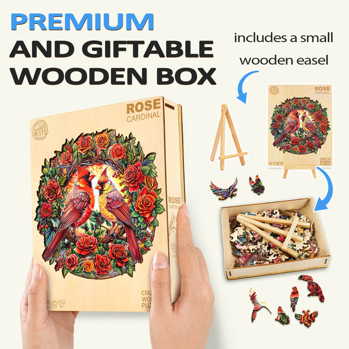 Rose Cardinal Wooden Jigsaw Puzzle - By Woodbests