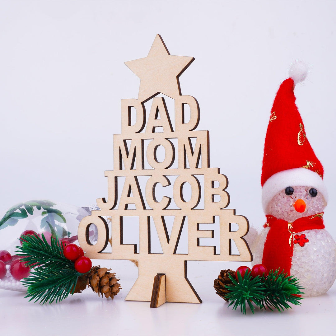 Personalized Christmas Tree Name Wooden Plaque-Woodbests