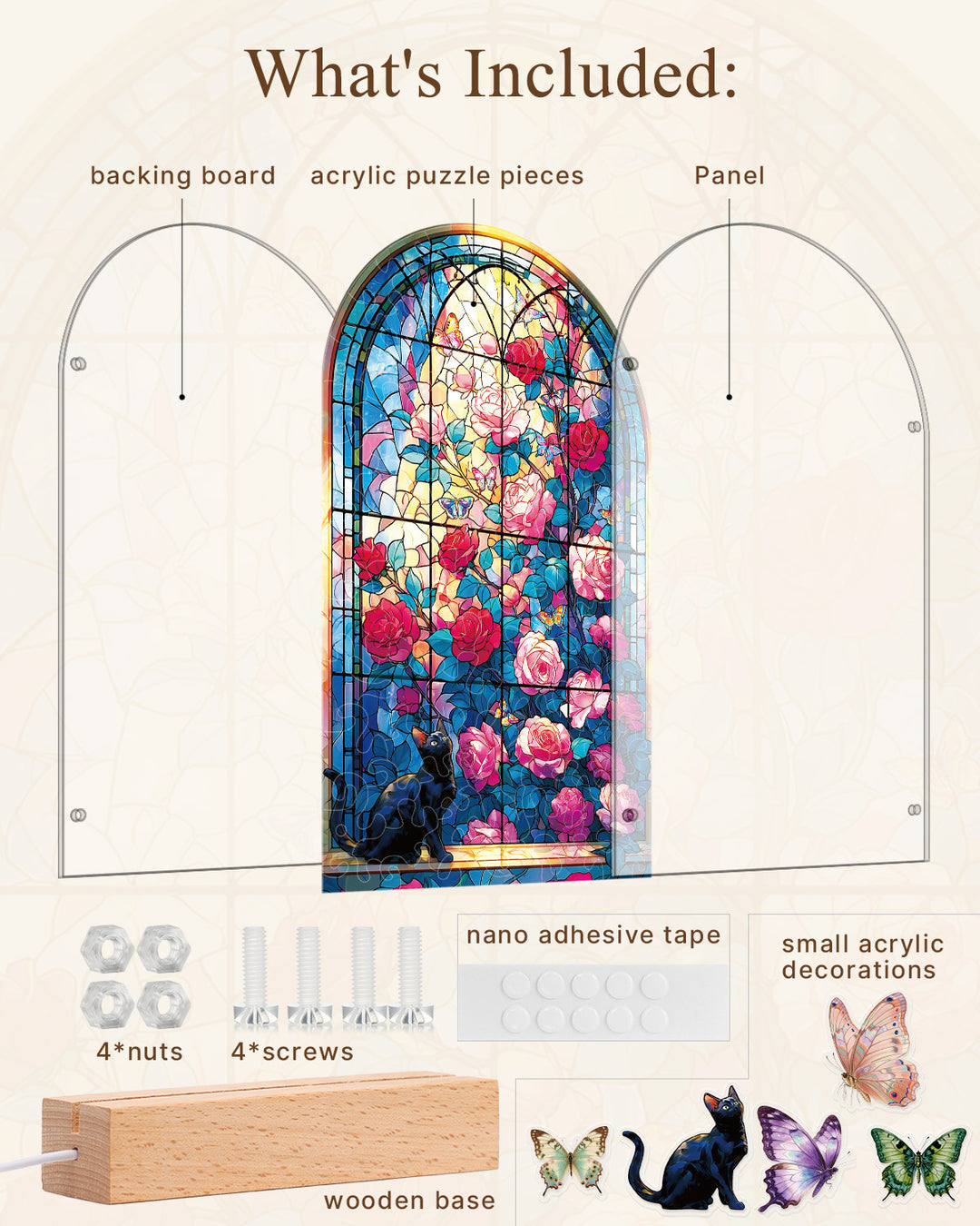 Acrylic Puzzle Landscape Light-Garden Butterflies
