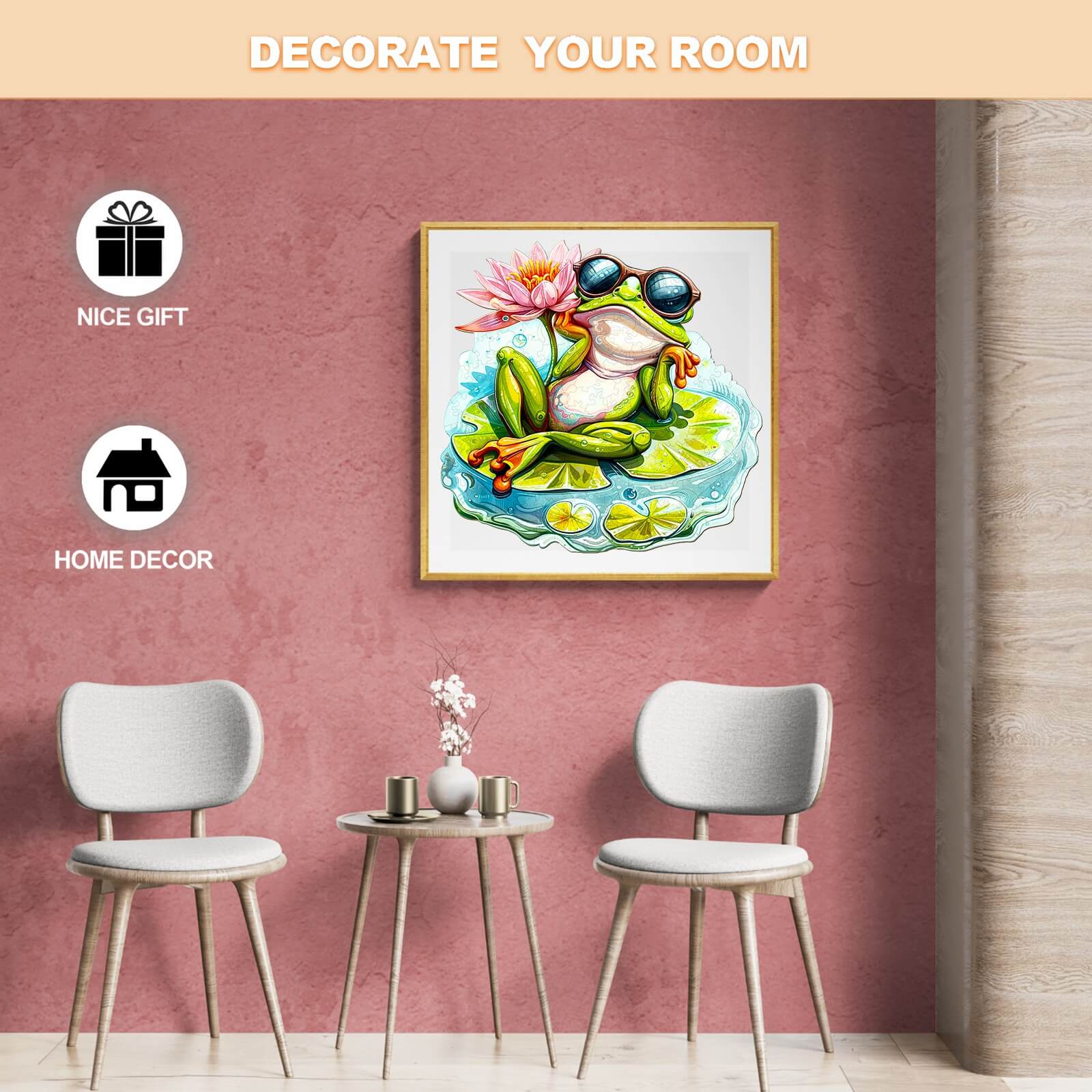 Leisurely Frog-1 wooden jigsaw puzzle for home decor, a fun gift that enhances focus and smart gameplay.