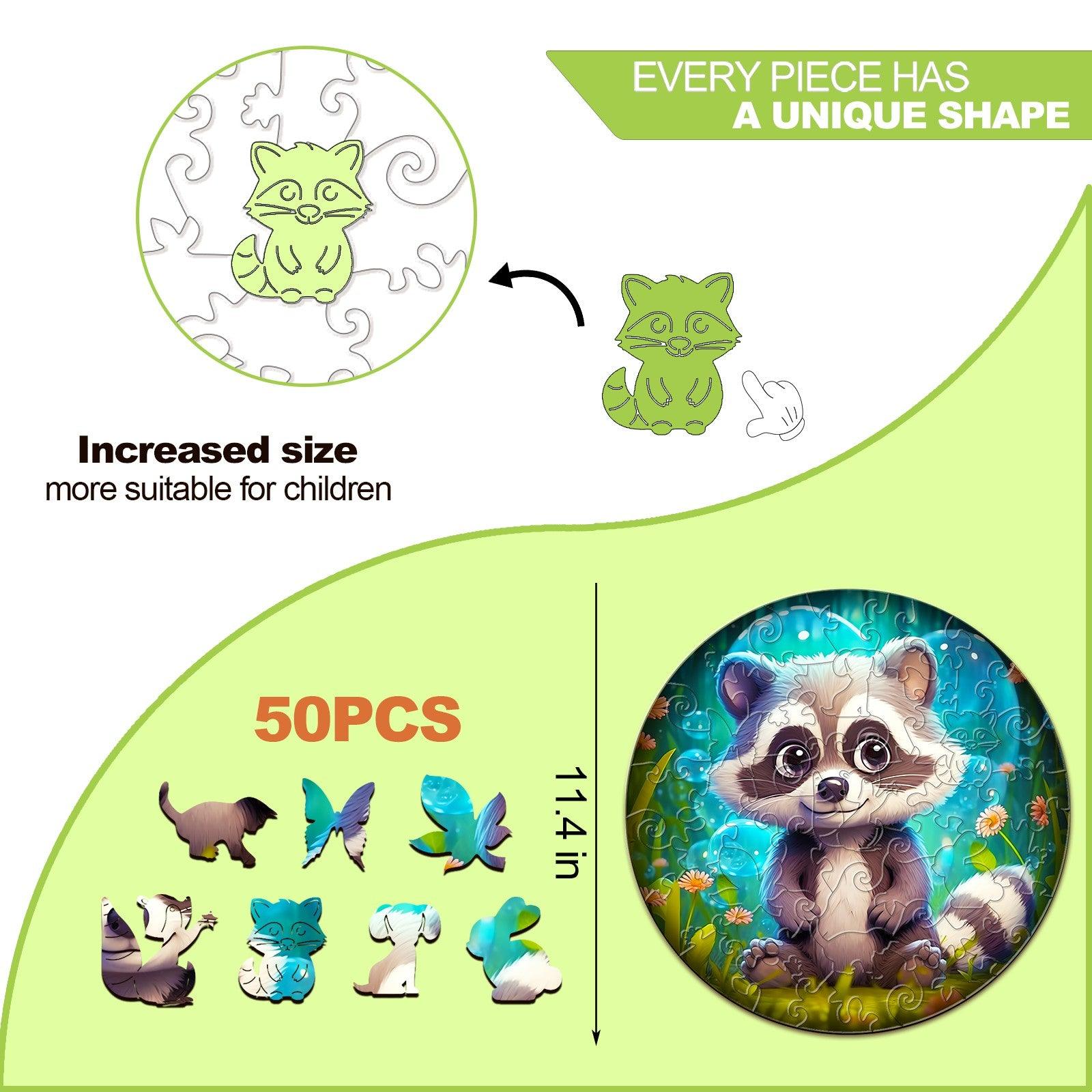 Cute Raccoon Children's Wooden Jigsaw Puzzle
