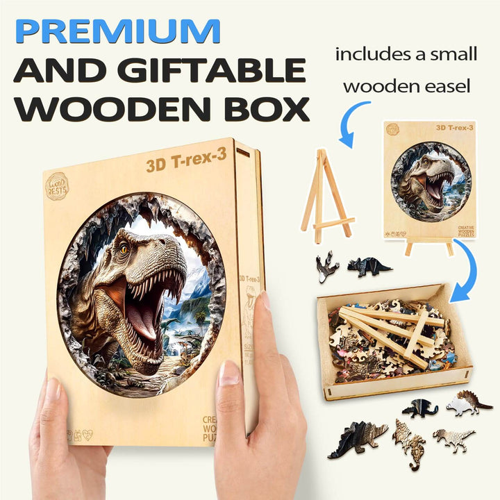 3D T-Rex 3 Wooden Jigsaw Puzzle