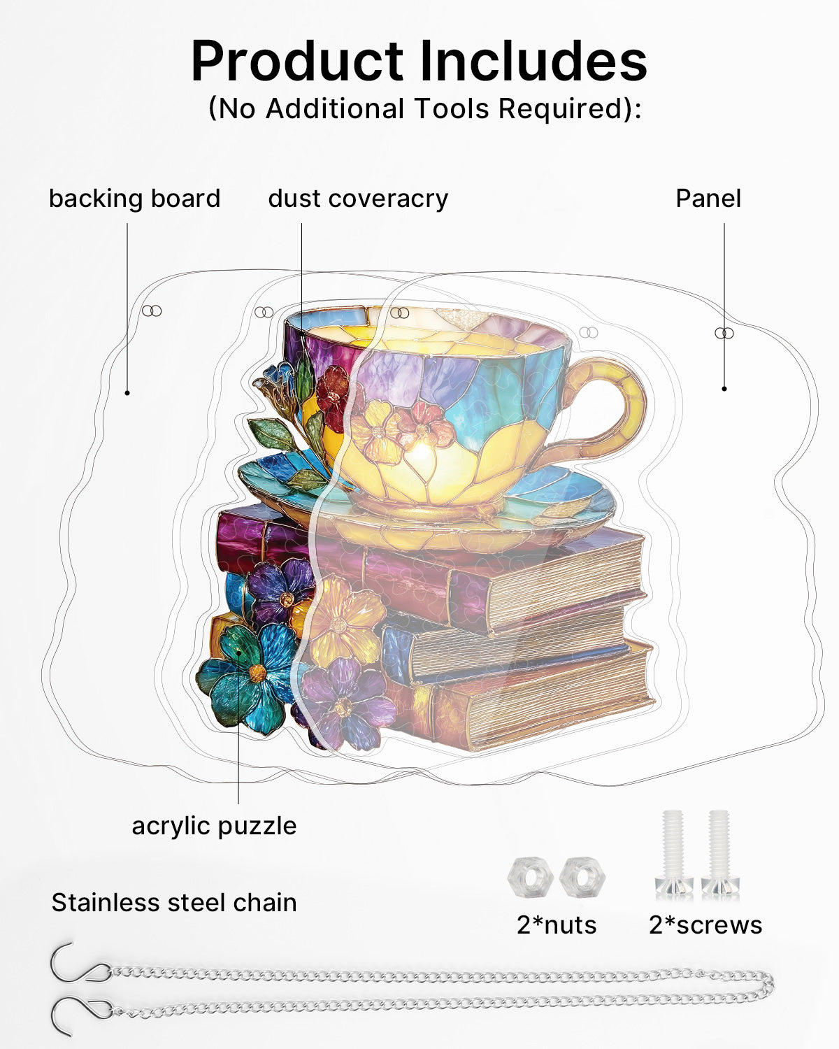Acryl-Puzzle-Sonnenfänger – Strahlende Blüte Teetasse