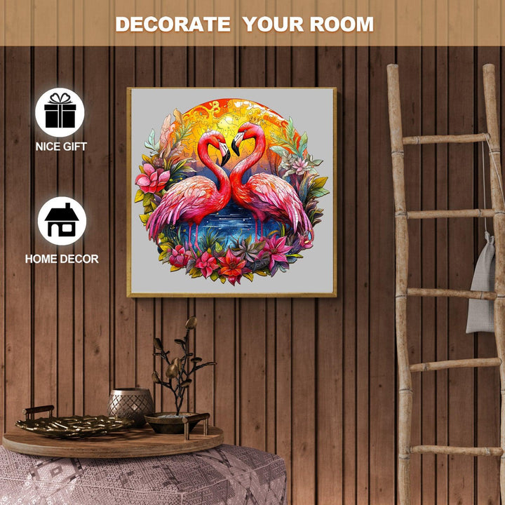 Crowned Flamingo Wooden Jigsaw Puzzle