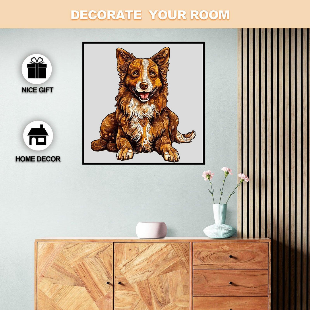 Smart Border Collie Wooden Jigsaw Puzzle
