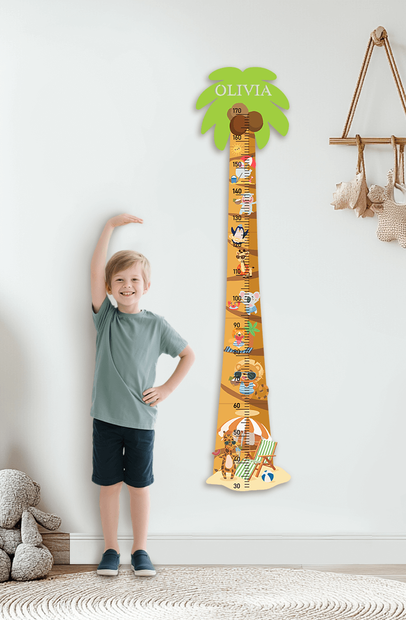 Personalized Wooden Coconut Palm Beach Growth Chart Ruler