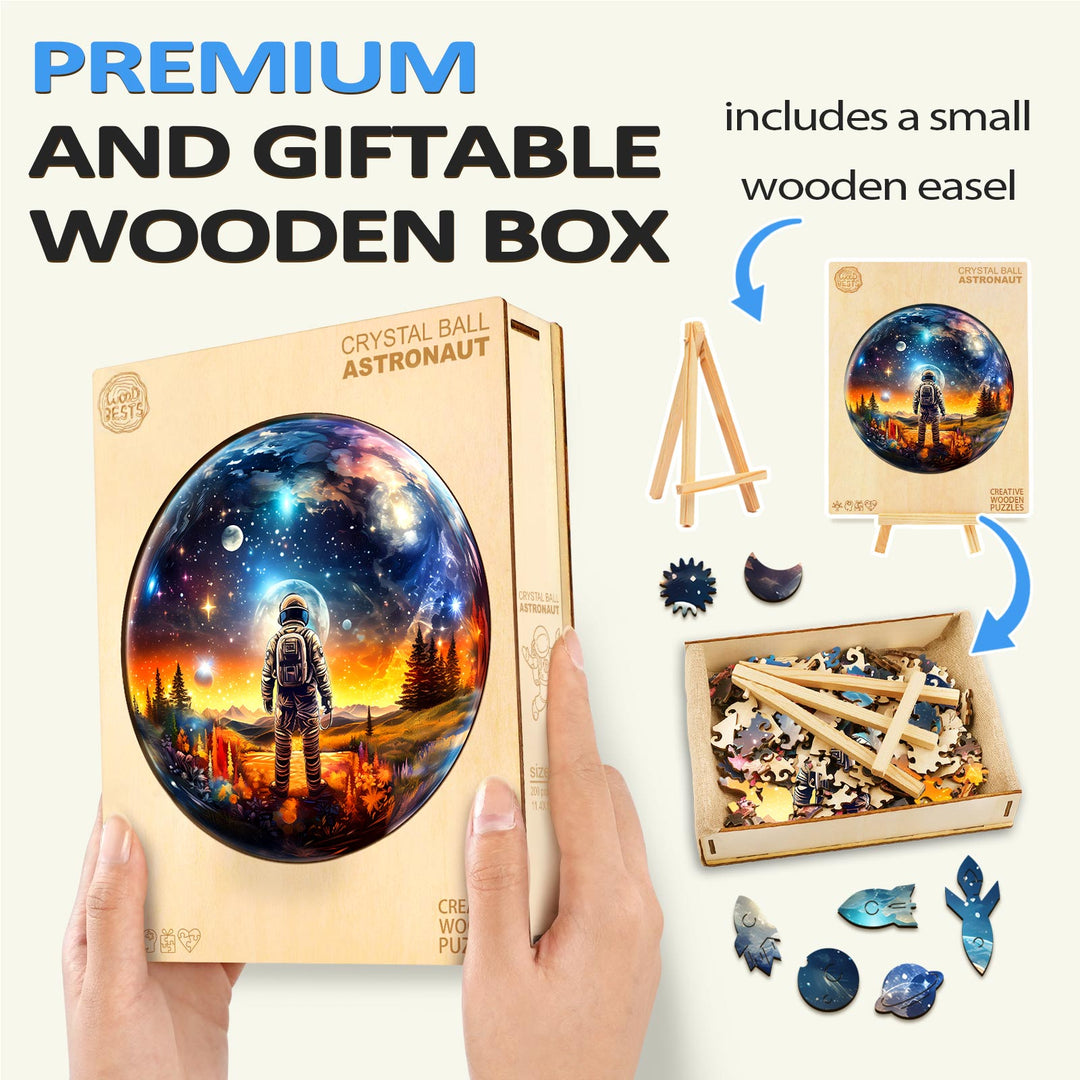 Crystal Ball Astronau Wooden Jigsaw Puzzle