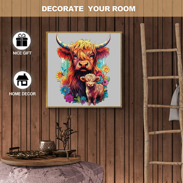 Highland Cattle Family 2 Wooden Jigsaw Puzzle