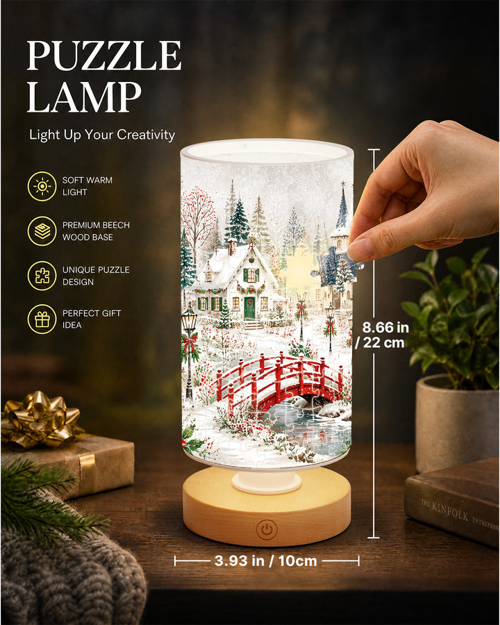 DIY Dimmable Acrylic Puzzle Lamp - Christmas Snow Village