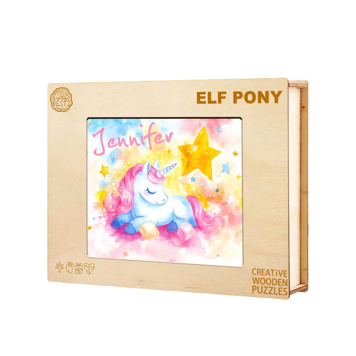 Sleeping Unicorn - Children's Name Custom Wooden Jigsaw Puzzle