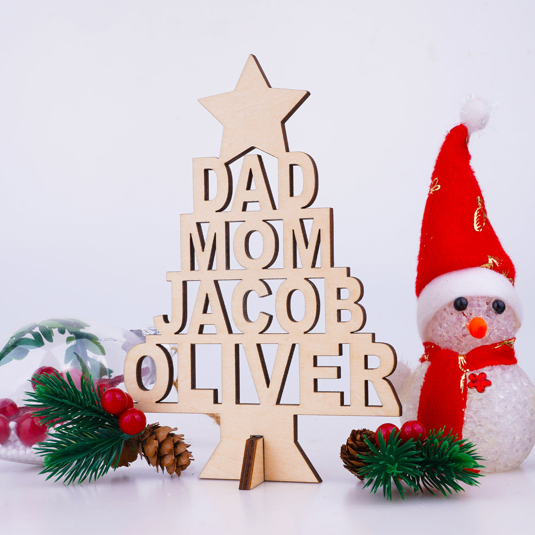 Personalized Christmas Tree Name Wooden Plaque