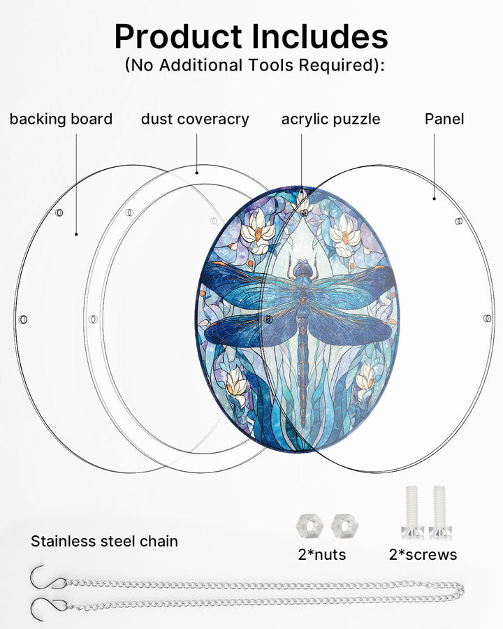 Acrylic Jigsaw Puzzle Suncatcher - Moonlit Dragonfly