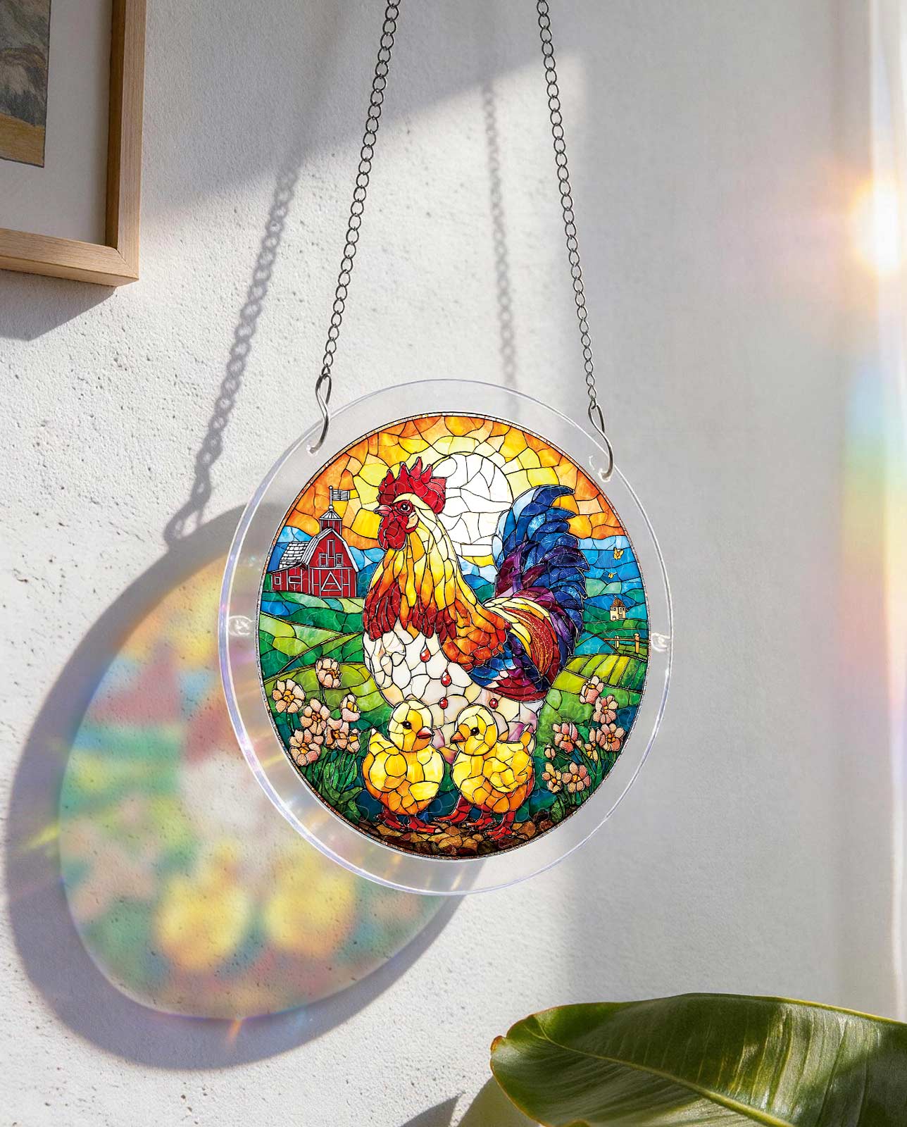 Acrylpuzzle-Sonnenfänger - Goldene Morgendämmerung Hahn