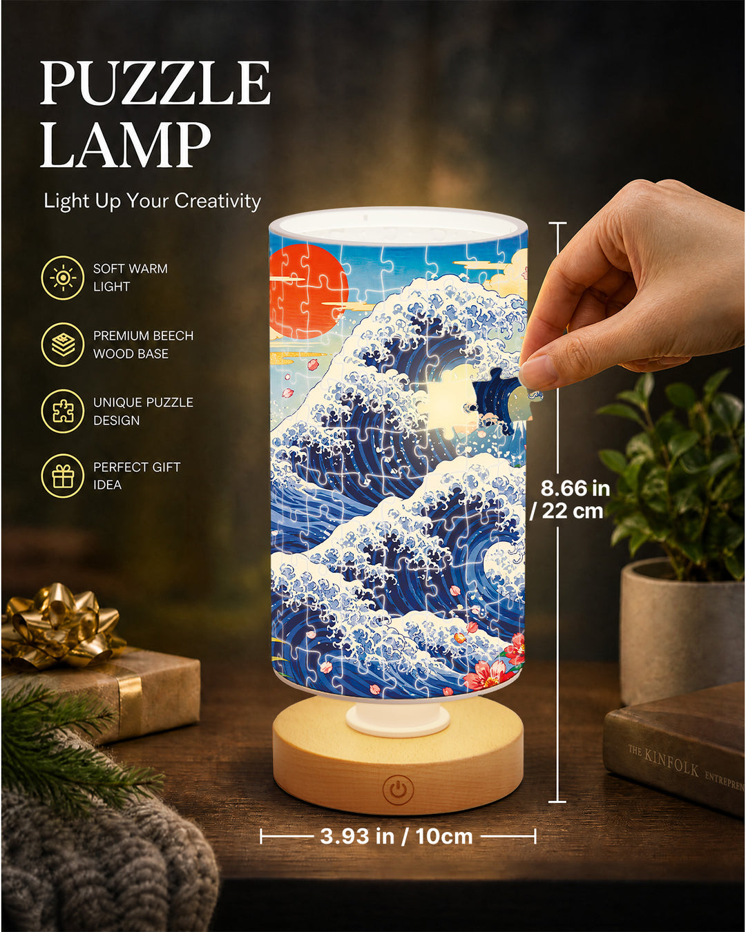 DIY Dimmable Acrylic Puzzle Lamp - Sunset Waves