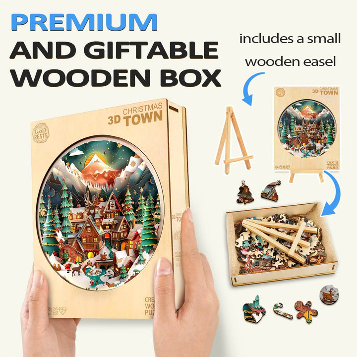 3D Christmas Town Wooden Jigsaw Puzzle