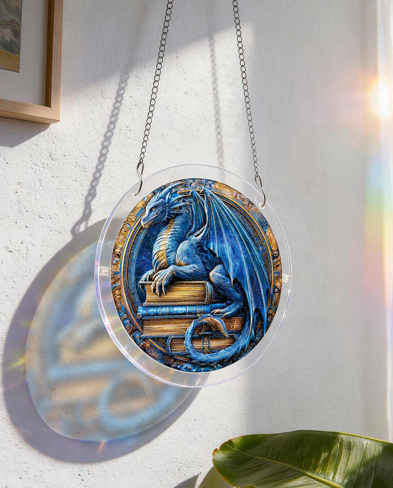 Acrylpuzzle-Sonnenfänger - Drachenreich-Bibliothek