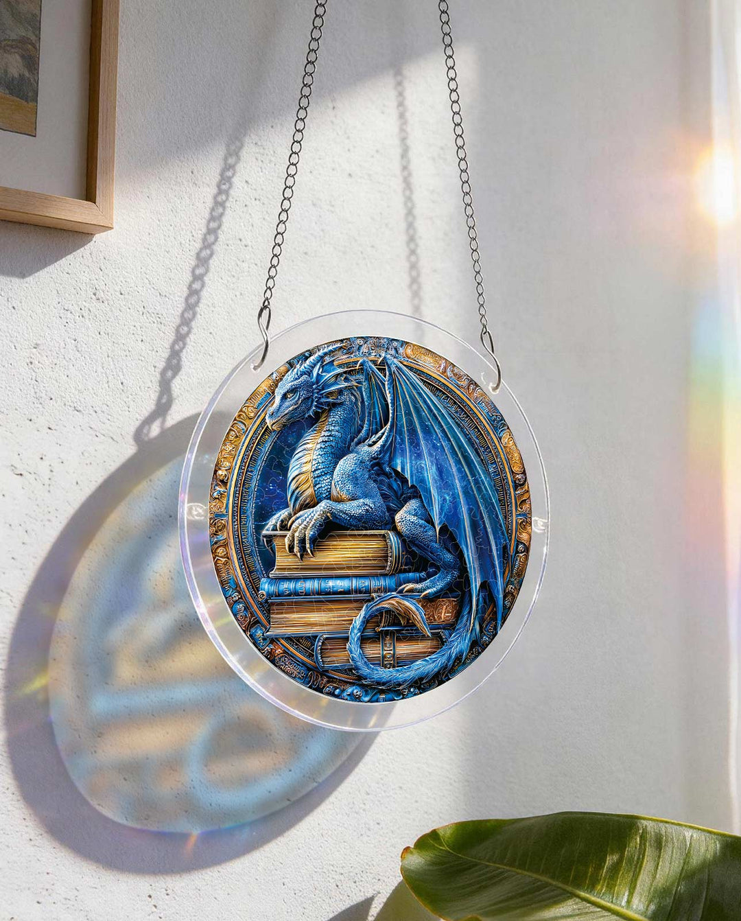Puzzle en acrylique Attrape-soleil - Bibliothèque du Royaume des Dragons
