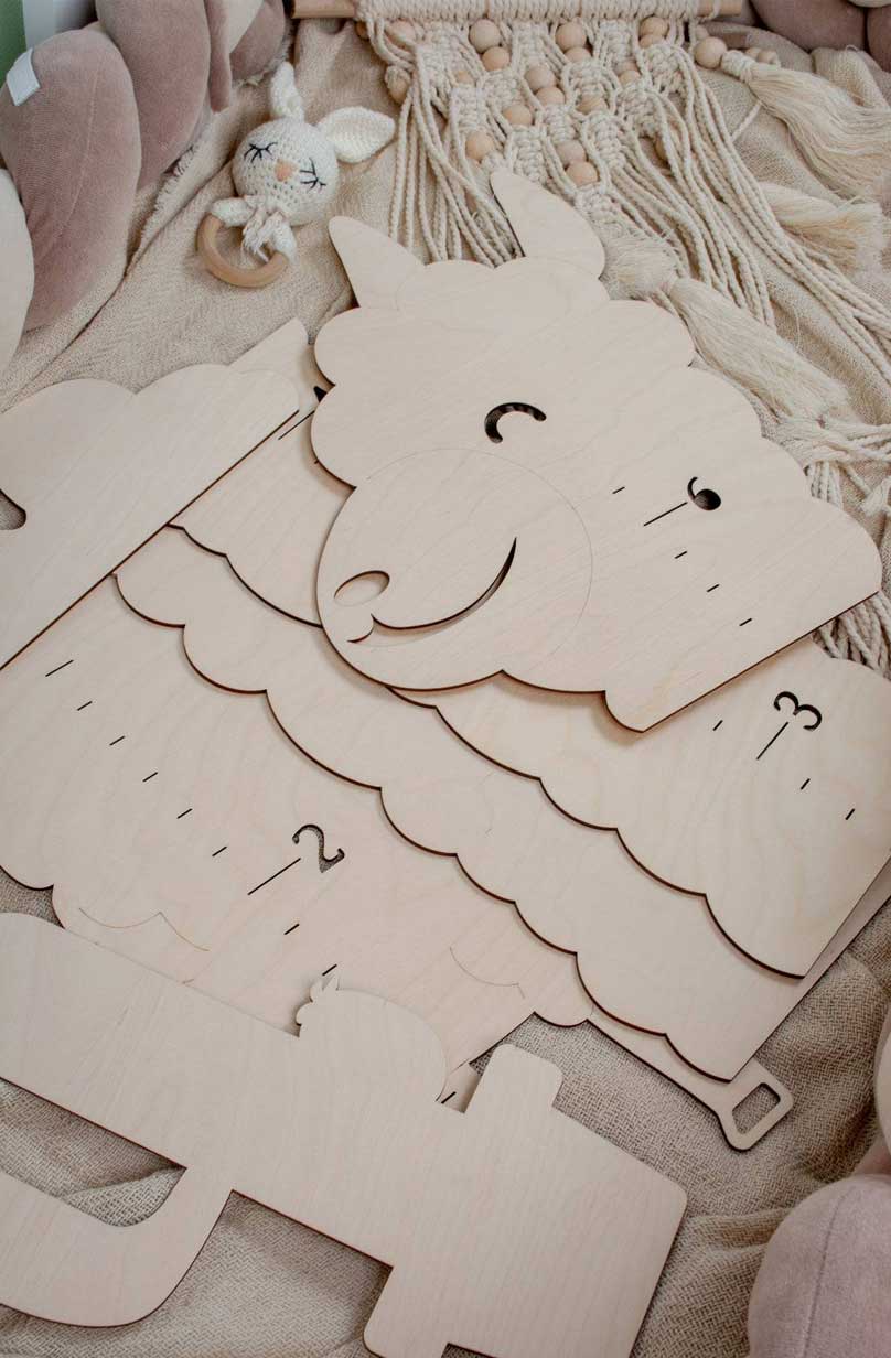 Personalized Wooden Alpaca Growth Chart Kids Room Decor Clearance Sale
