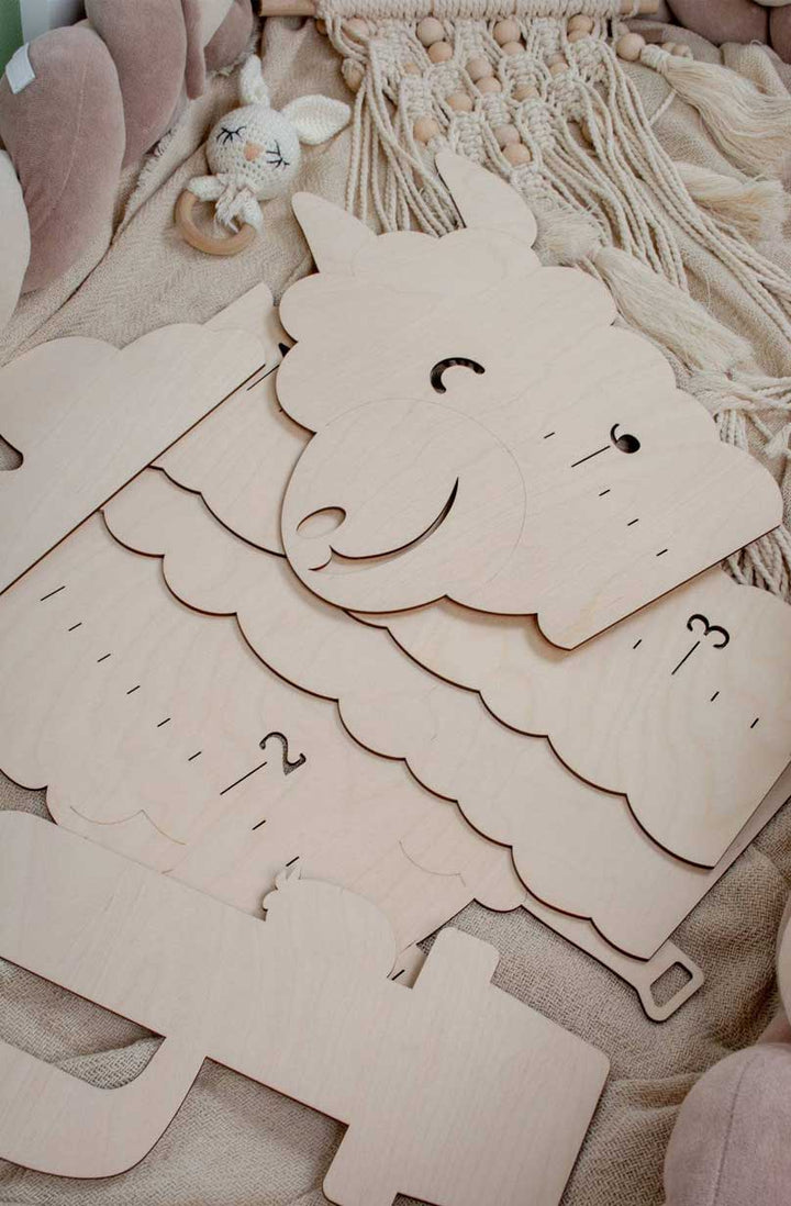 Personalized Wooden Alpaca Growth Chart Kids Room Decor Clearance Sale