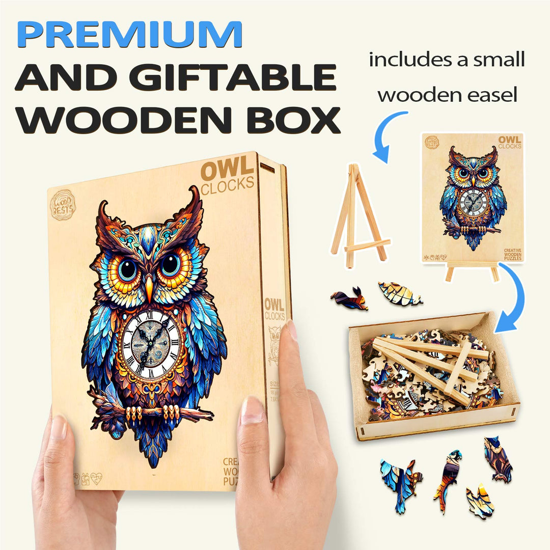 Owl Clocks Wooden Jigsaw Puzzle