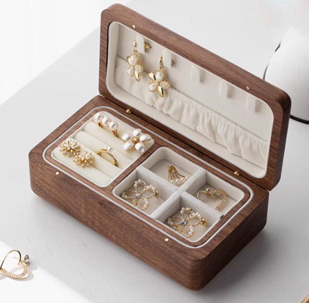 Wooden Double Layer Jewelry Box