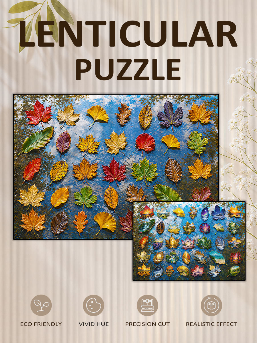 Nasse Herbstblätter - Morphendes Lentikularpuzzle