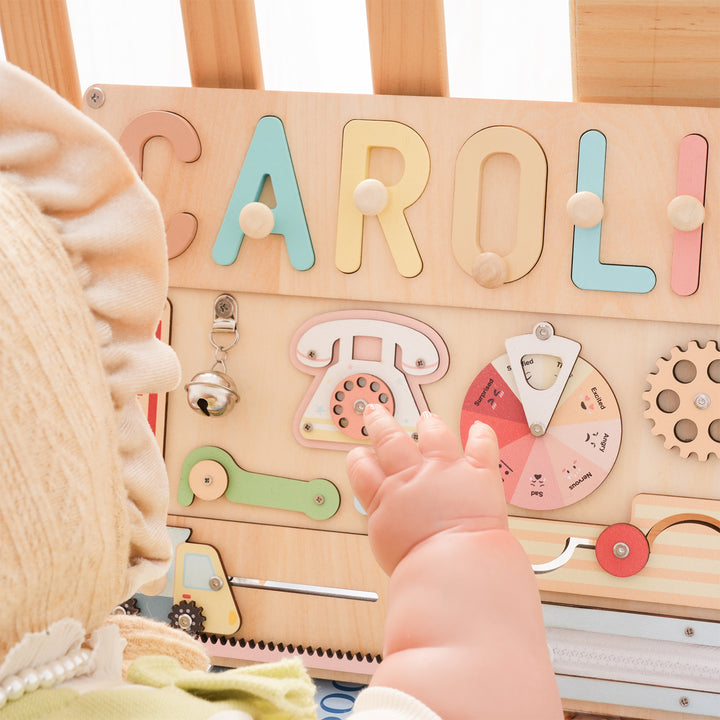 Personalised Montessori Busy Board with Name Puzzle