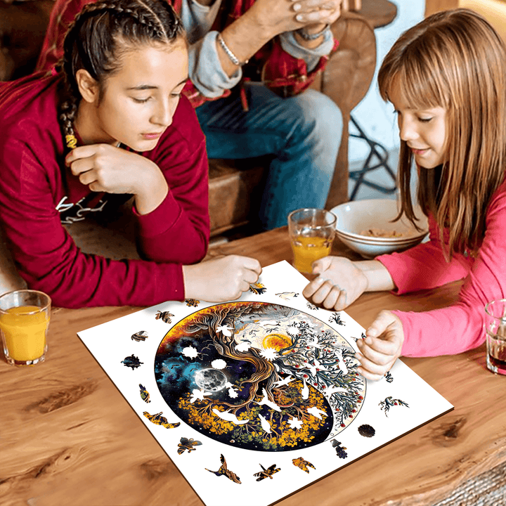 Sun and Moon Tree of Life Wooden Jigsaw Puzzle - Woodbests