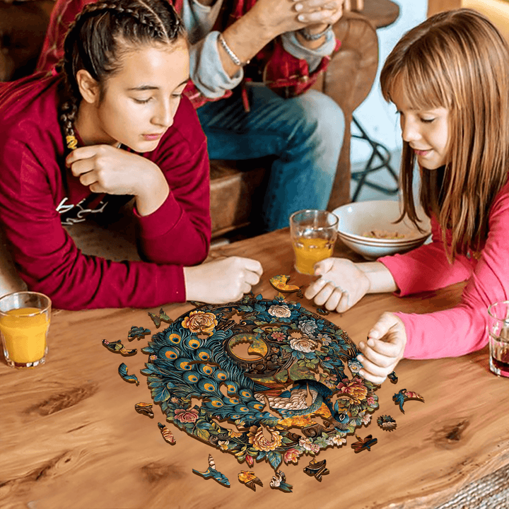 Yin Yang Peacock Wooden Jigsaw Puzzle