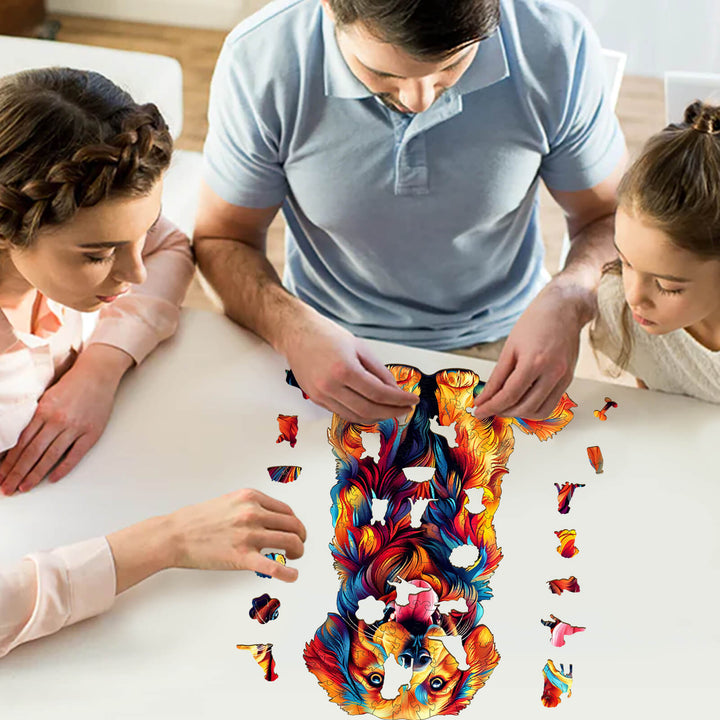 Colorful Golden Retriever Wooden Jigsaw Puzzle