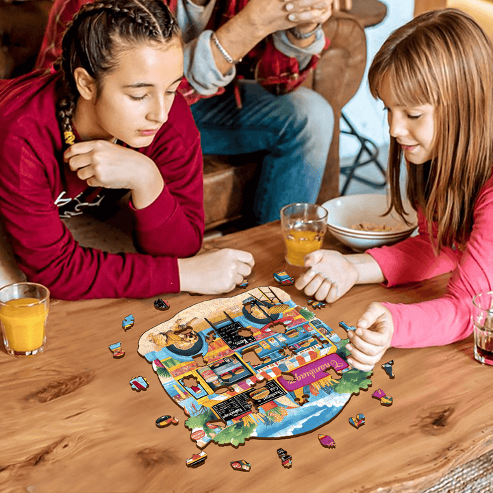 Burger Food Trucks-2 Wooden Jigsaw Puzzle