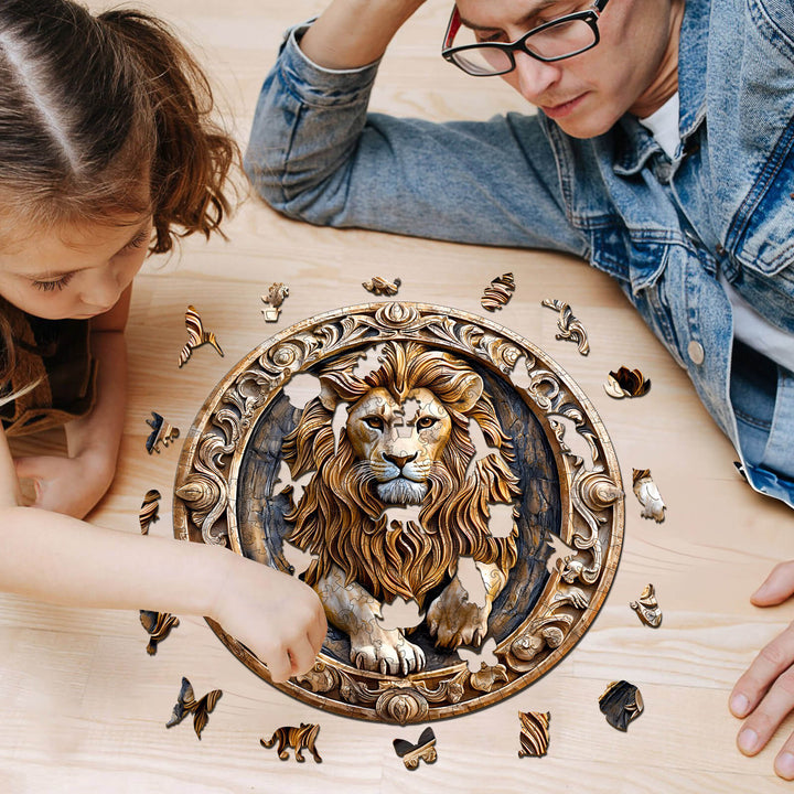 3D sculpture lion Wooden Jigsaw Puzzle