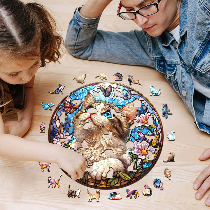 Ragdoll and Butterfly  Wooden Jigsaw Puzzle