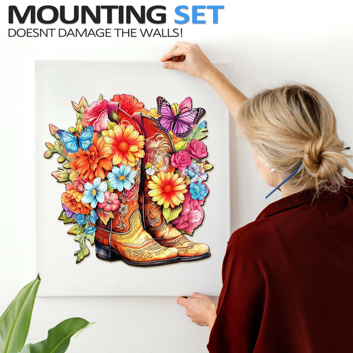 Cowgirl Boots Wooden Jigsaw Puzzle