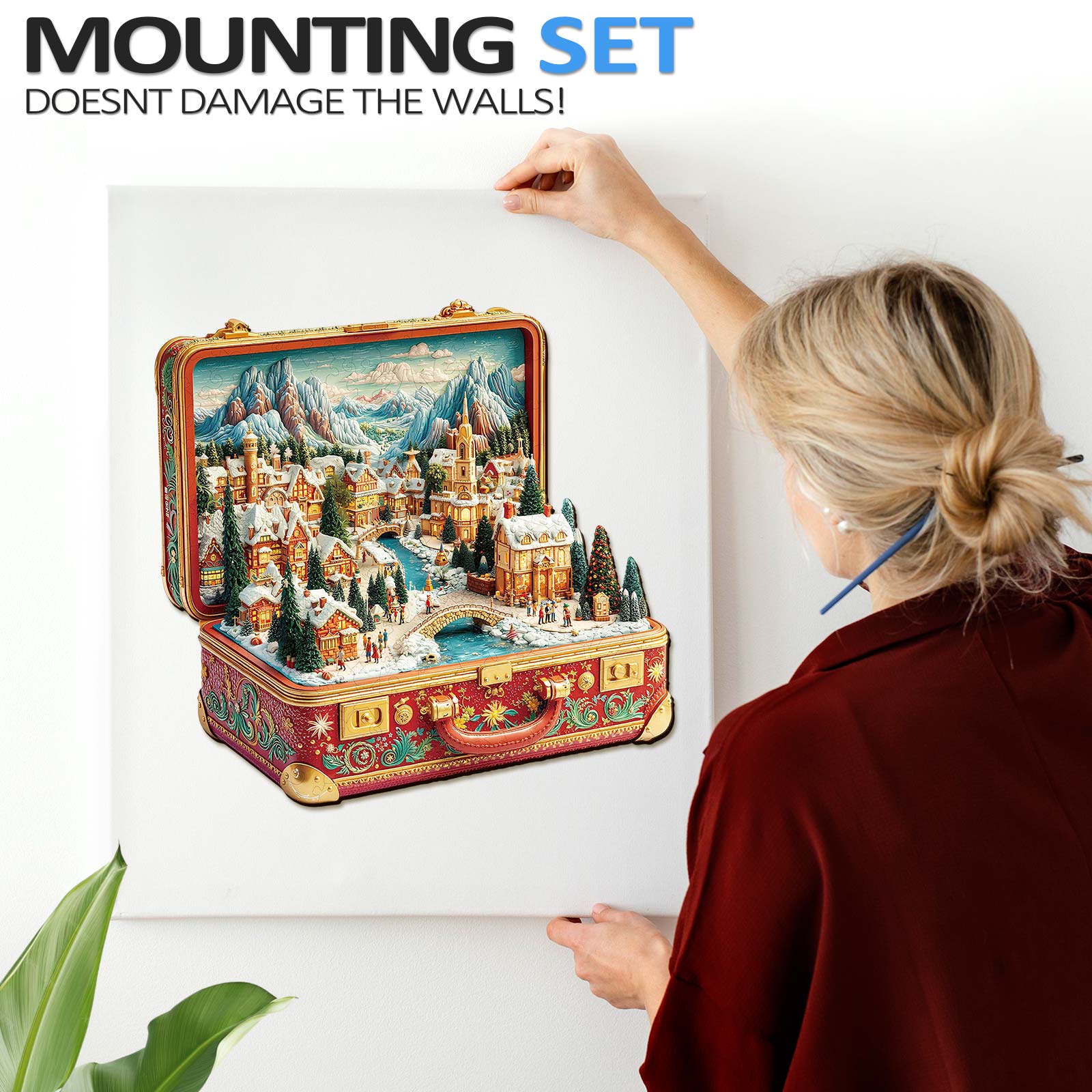 Suitcase Scenery-Christmas Wooden Jigsaw Puzzle