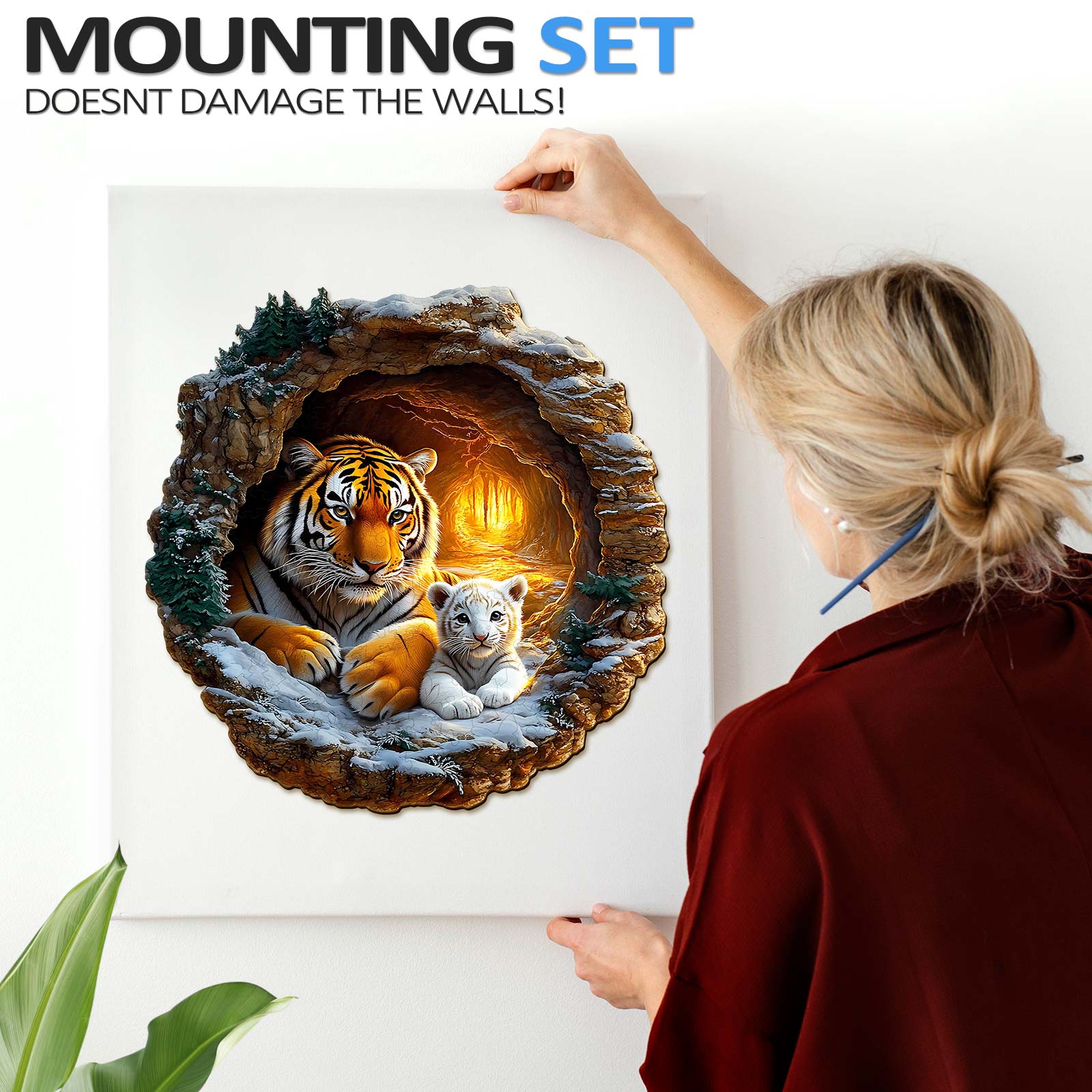 Puzzle en bois 3D Famille de tigres-2
