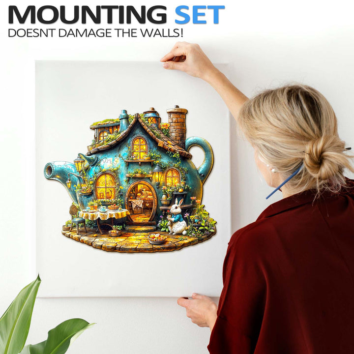 Rabbit's teapot Wooden Jigsaw Puzzle