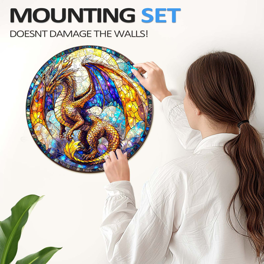 Stained Glass Dragon-2 Wooden Jigsaw Puzzle