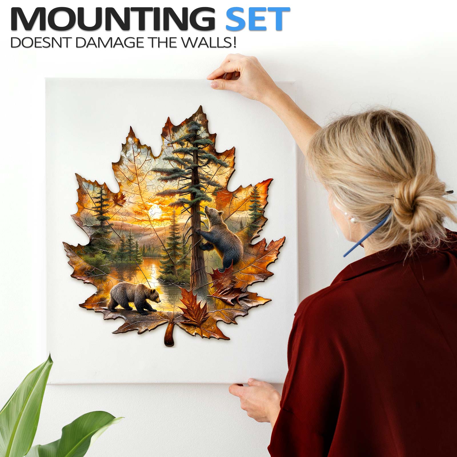 Puzzle en bois d'automne de l'ours brun