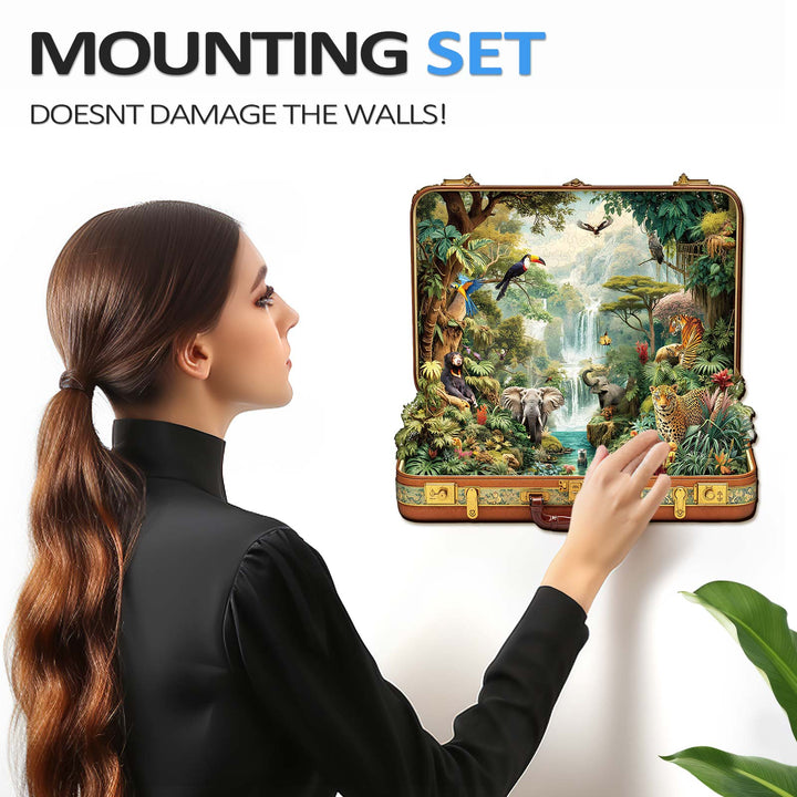 Suitcase Scenery-jungle animals Wooden Jigsaw Puzzle