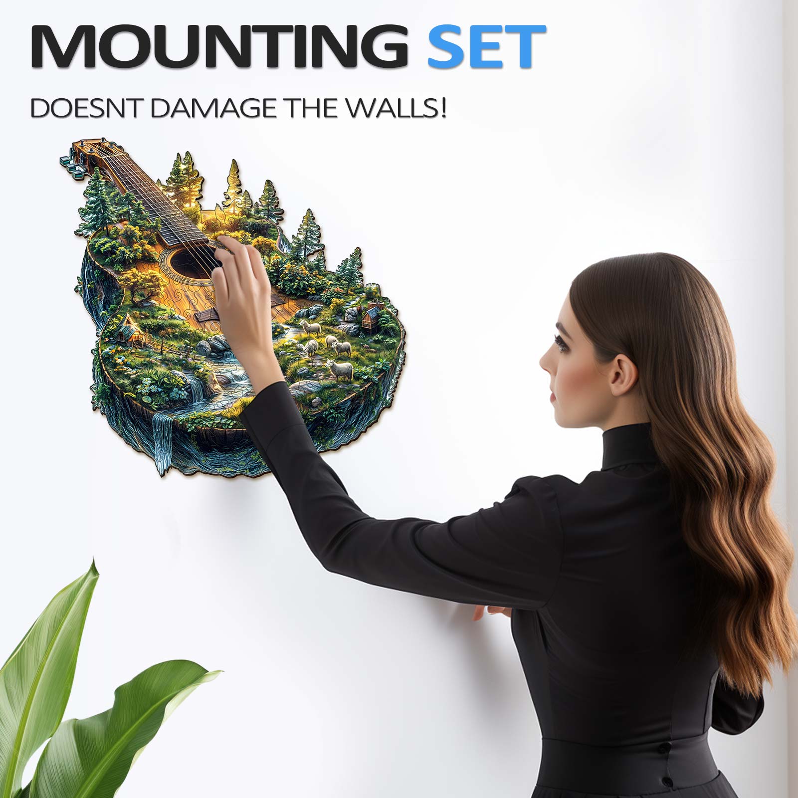 Rompecabezas de madera en forma de guitarra Forest