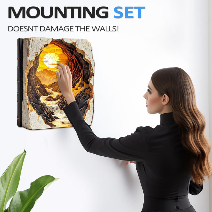 3D Sonnenuntergang in einem Buch Holzpuzzle