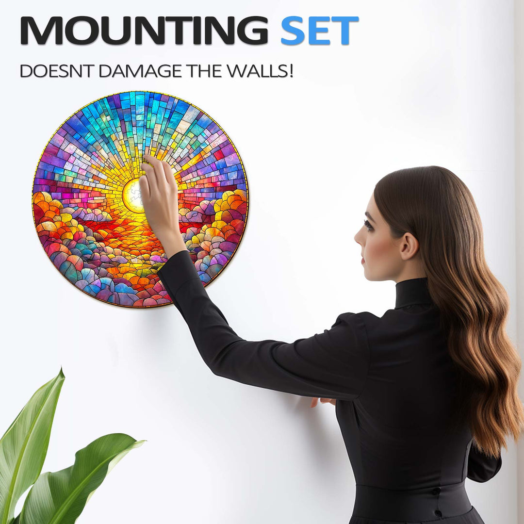 Buntglas Regenbogen Holzpuzzle