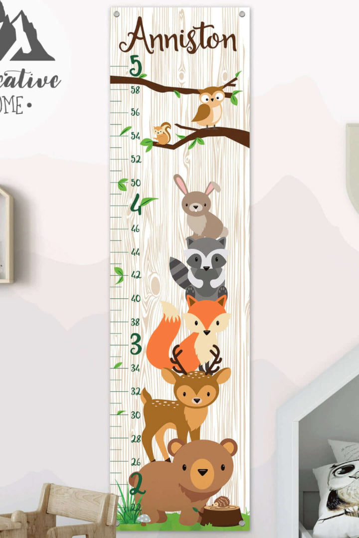 Personalized Forest Animals Hanging Canvas Height Ruler – Woodbests