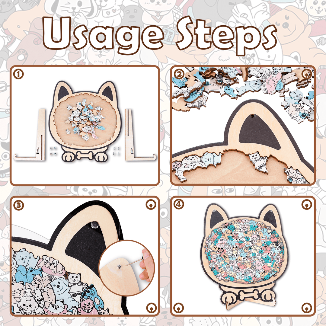 Morandi-Colored Lovely Dog Shaped Wooden Jigsaw Puzzle