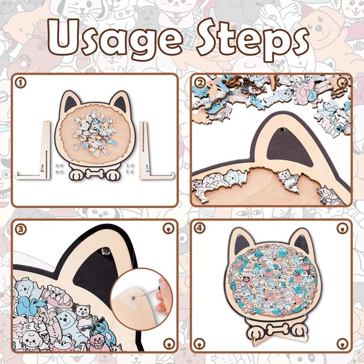 Morandi-Colored Lovely Dog Shaped Wooden Jigsaw Puzzle